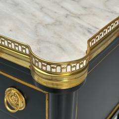 Maison Jansen Maison Jansen Style Hollywood Regency Brass Marble Ebonized Nightstands - 4306875