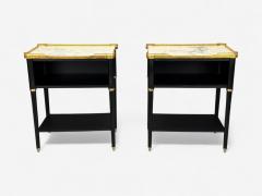 Maison Jansen Maison Jansen Style Hollywood Regency Brass Marble Ebonized Open Nightstands - 4309912