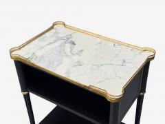 Maison Jansen Maison Jansen Style Hollywood Regency Brass Marble Ebonized Open Nightstands - 4309919