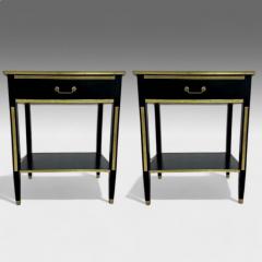 Maison Jansen Maison Jansen Style Hollywood Regency Nightstands Black Painted Wood Brass - 3908077