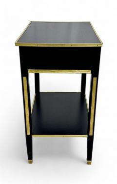 Maison Jansen Maison Jansen Style Hollywood Regency Nightstands Black Painted Wood Brass - 3908081