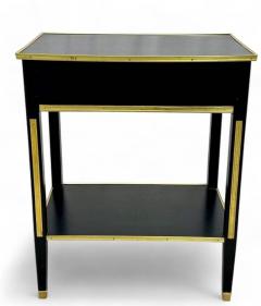 Maison Jansen Maison Jansen Style Hollywood Regency Nightstands Black Painted Wood Brass - 3908082