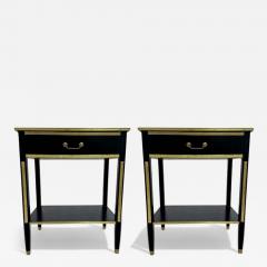 Maison Jansen Maison Jansen Style Hollywood Regency Nightstands Black Painted Wood Brass - 3909720