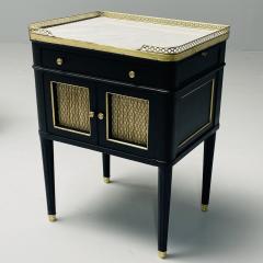 Maison Jansen Maison Jansen Style Hollywood Regency Nightstands Ebonized Oak Marble 1970s - 3454968