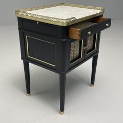 Maison Jansen Maison Jansen Style Hollywood Regency Nightstands Ebonized Oak Marble 1970s - 3454972