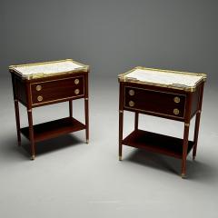 Maison Jansen Maison Jansen Style Hollywood Regency Nightstands Mahogany Marble Brass - 3908050