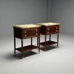 Maison Jansen Maison Jansen Style Hollywood Regency Nightstands Mahogany Marble Brass - 3908051