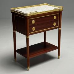 Maison Jansen Maison Jansen Style Hollywood Regency Nightstands Mahogany Marble Brass - 3908053