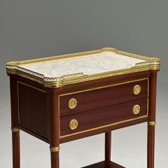 Maison Jansen Maison Jansen Style Hollywood Regency Nightstands Mahogany Marble Brass - 3908054