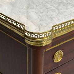 Maison Jansen Maison Jansen Style Hollywood Regency Nightstands Mahogany Marble Brass - 3908057