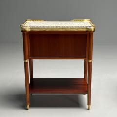 Maison Jansen Maison Jansen Style Hollywood Regency Nightstands Mahogany Marble Brass - 3908059