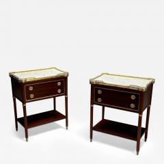 Maison Jansen Maison Jansen Style Hollywood Regency Nightstands Mahogany Marble Brass - 3909719