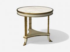Maison Jansen Maison Jansen Style Hollywood Regency White Lacquer Brass Bouilliote Table - 4094565