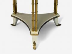 Maison Jansen Maison Jansen Style Hollywood Regency White Lacquer Brass Bouilliote Table - 4094568