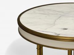 Maison Jansen Maison Jansen Style Hollywood Regency White Lacquer Brass Bouilliote Table - 4094569