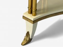 Maison Jansen Maison Jansen Style Hollywood Regency White Lacquer Brass Bouilliote Table - 4094570