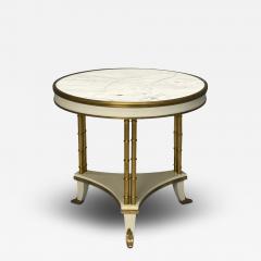 Maison Jansen Maison Jansen Style Hollywood Regency White Lacquer Brass Bouilliote Table - 4097633