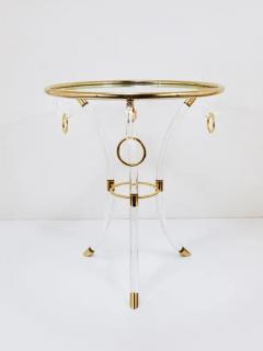 Maison Jansen Maison Jansen Style Lucite Gilt Metal Tripod Coffee Table Pedestal Gueridon - 4066690