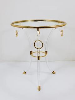 Maison Jansen Maison Jansen Style Lucite Gilt Metal Tripod Coffee Table Pedestal Gueridon - 4066694