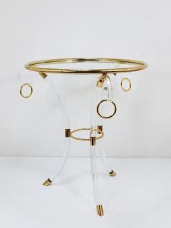 Maison Jansen Maison Jansen Style Lucite Gilt Metal Tripod Coffee Table Pedestal Gueridon - 4066775
