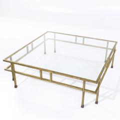 Maison Jansen Maison Jansen Style Mid Century Large Italian Brass and Glass Coffee Table - 4207379