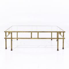 Maison Jansen Maison Jansen Style Mid Century Large Italian Brass and Glass Coffee Table - 4207382
