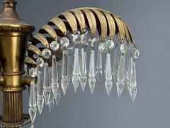 Maison Jansen Maison Jansen Style Palm Leaf Chandelier Gilt Bronze Crystal France 1940s - 4469157