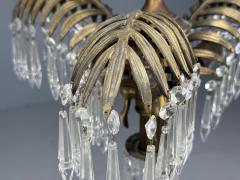 Maison Jansen Maison Jansen Style Palm Leaf Chandelier Gilt Bronze Crystal France 1940s - 4469158