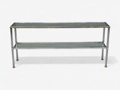 Maison Jansen Maison Jansen Style Steel Brass Glass Console Table France 1970s - 4413695