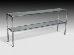 Maison Jansen Maison Jansen Style Steel Brass Glass Console Table France 1970s - 4413696
