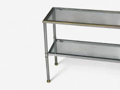 Maison Jansen Maison Jansen Style Steel Brass Glass Console Table France 1970s - 4413697