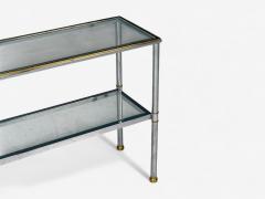 Maison Jansen Maison Jansen Style Steel Brass Glass Console Table France 1970s - 4413701