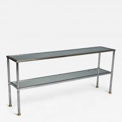 Maison Jansen Maison Jansen Style Steel Brass Glass Console Table France 1970s - 4413723