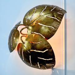 Maison Jansen Maison Jansen Triple Monstera Leaf Flush Light 1970s - 3885179