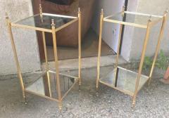 Maison Jansen Maison Jansen Two Tiers Neoclassic Side Tables with Eglomis Mirror Shelves - 375574