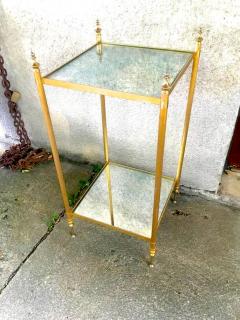 Maison Jansen Maison Jansen Two Tiers Neoclassic Side Tables with Eglomis Mirror Shelves - 375578