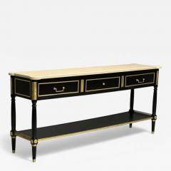 Maison Jansen Maison Jansen attr Hollywood Regency Satin Black Mahogany Large Console Table - 4092273