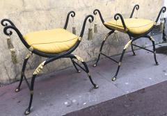 Maison Jansen Maison Jansen awesome solid iron French Empire revival pair of stools - 869836