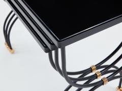 Maison Jansen Maison Jansen black brass opaline glass nesting tables 1960s - 3550513