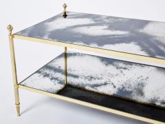 Maison Jansen Maison Jansen brass chrome mirrored two tier coffee table 1970s - 2894465