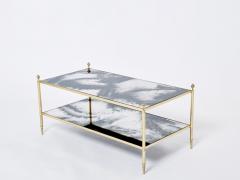 Maison Jansen Maison Jansen brass chrome mirrored two tier coffee table 1970s - 2894466
