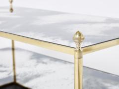 Maison Jansen Maison Jansen brass chrome mirrored two tier coffee table 1970s - 2894467
