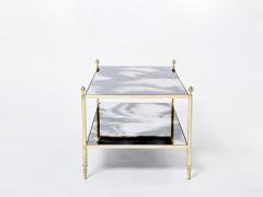 Maison Jansen Maison Jansen brass chrome mirrored two tier coffee table 1970s - 2894472