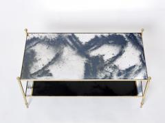 Maison Jansen Maison Jansen brass chrome mirrored two tier coffee table 1970s - 2894473