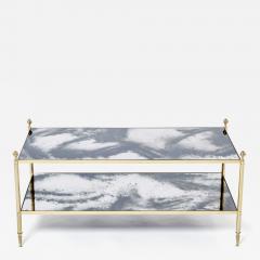Maison Jansen Maison Jansen brass chrome mirrored two tier coffee table 1970s - 2896884