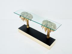 Maison Jansen Maison Jansen brass palm tree console table 1970s - 3404864