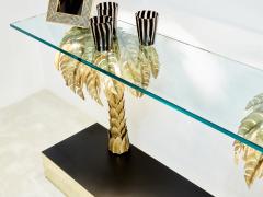 Maison Jansen Maison Jansen brass palm tree console table 1970s - 3404868