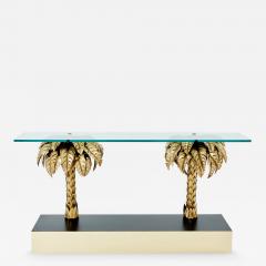 Maison Jansen Maison Jansen brass palm tree console table 1970s - 3409402