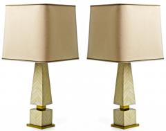 Maison Jansen Maison Jansen chicest obelisk shaped faux ivory marquetery pair of lamp - 872902