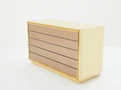 Maison Jansen Maison Jansen cream lacquer brass mirrored chest of drawers 1970s - 3487257
